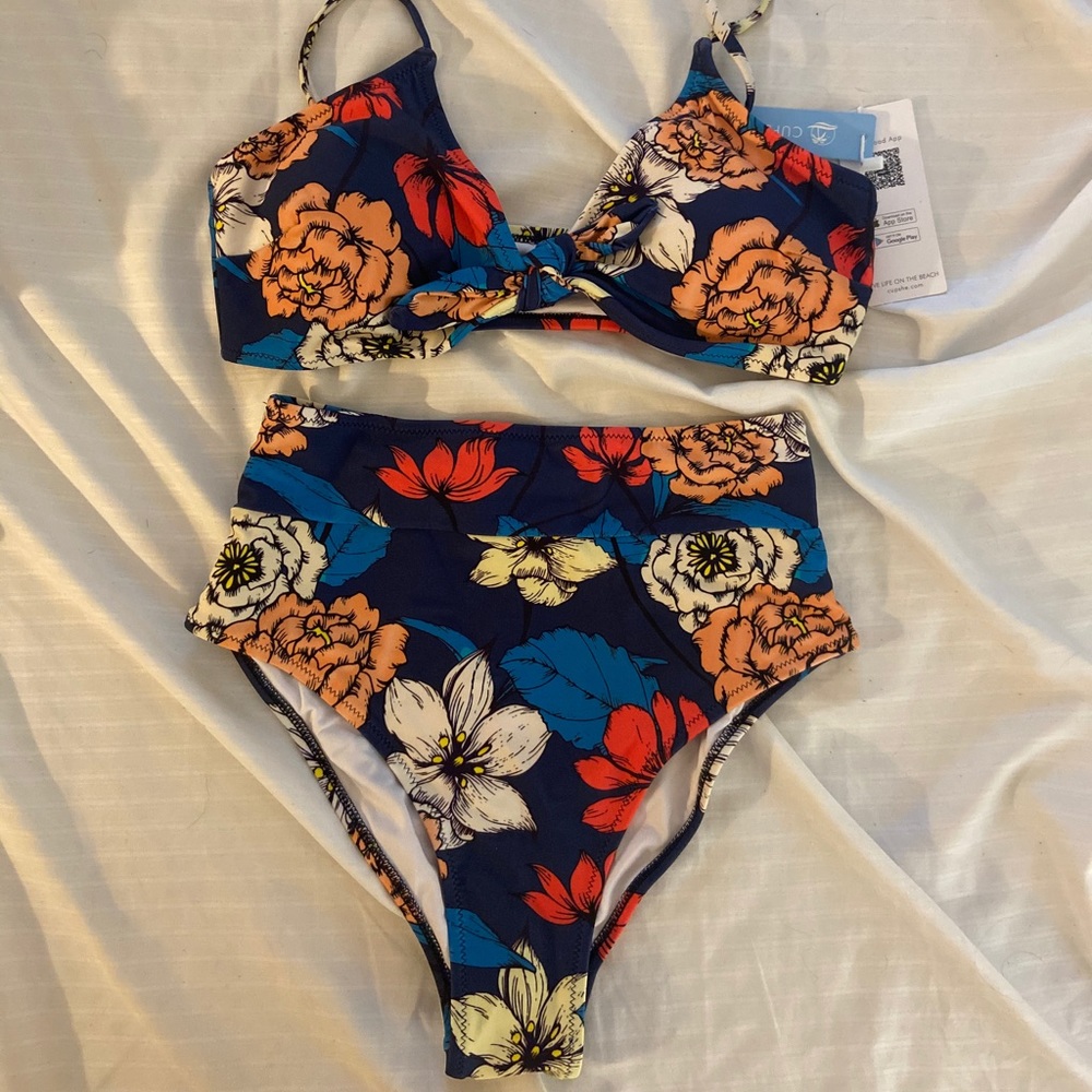 NWT Floral High-Waisted Bikini BOTTOM